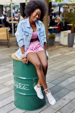 Damskie Logowane Trampki Biało-Różowe Day Off