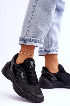 Damskie Materiałowe Buty Sportowe Memory Foam System Big Star LL274A065 Czarne