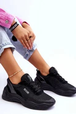 Damskie Materiałowe Buty Sportowe Memory Foam System Big Star LL274A065 Czarne