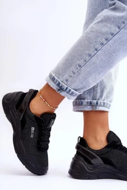 Damskie Materiałowe Buty Sportowe Memory Foam System Big Star LL274A065 Czarne