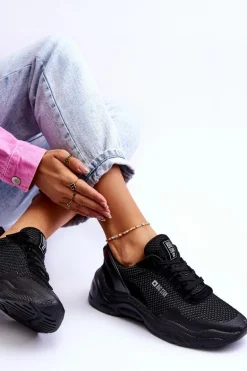 Damskie Materiałowe Buty Sportowe Memory Foam System Big Star LL274A065 Czarne