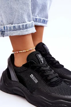 Damskie Materiałowe Buty Sportowe Memory Foam System Big Star LL274A065 Czarne