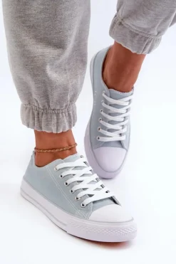 Damskie Materiałowe Klasyczne Niskie Trampki Miętowe Lennabella