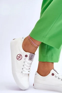 Damskie Materiałowe Tenisówki Cross Jeans LL2R4043 Białe