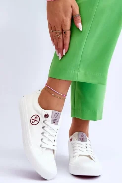 Damskie Materiałowe Tenisówki Cross Jeans LL2R4043 Białe