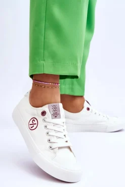 Damskie Materiałowe Tenisówki Cross Jeans LL2R4043 Białe