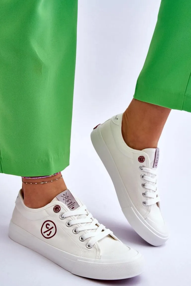 Damskie Materiałowe Tenisówki Cross Jeans LL2R4043 Białe
