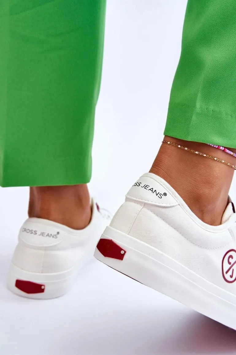 Damskie Materiałowe Tenisówki Cross Jeans LL2R4043 Białe
