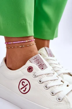 Damskie Materiałowe Tenisówki Cross Jeans LL2R4043 Białe