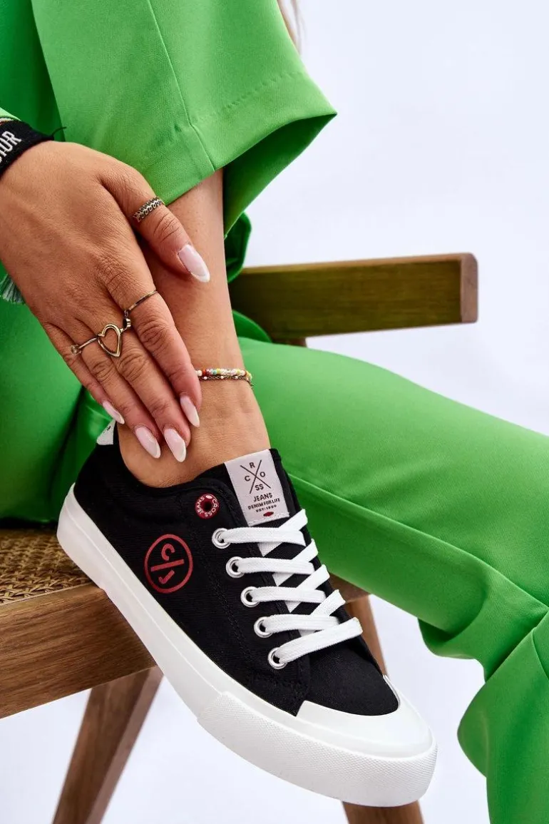 Damskie Materiałowe Tenisówki Cross Jeans LL2R4044 Czarne