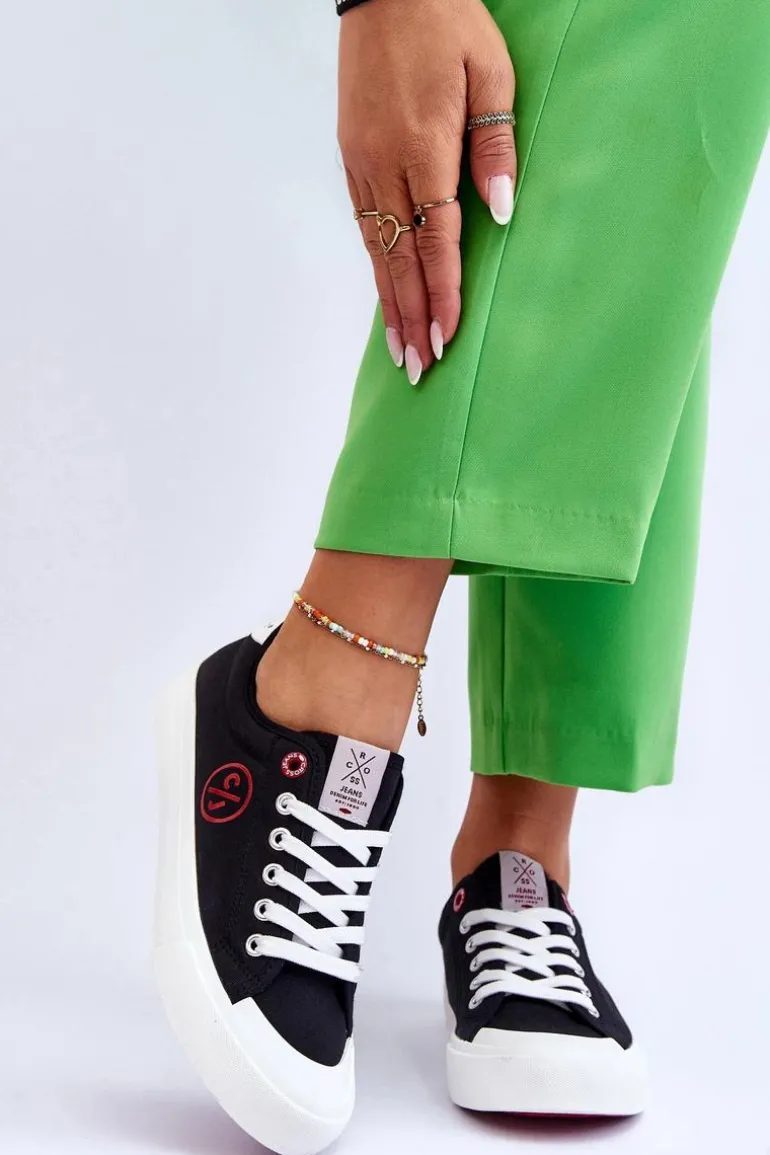 Damskie Materiałowe Tenisówki Cross Jeans LL2R4044 Czarne