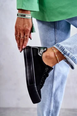 Damskie Materiałowe Trampki Big Star KK274036 Czarne