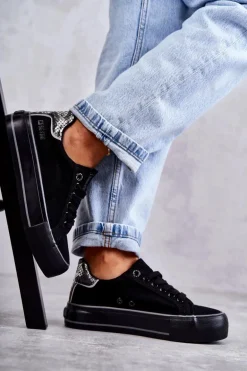 Damskie Materiałowe Trampki Big Star KK274036 Czarne