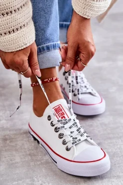 Damskie Materiałowe Trampki Big Star KK274101 Białe