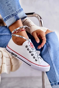 Damskie Materiałowe Trampki Big Star KK274101 Białe