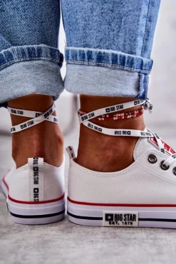 Damskie Materiałowe Trampki Big Star KK274101 Białe