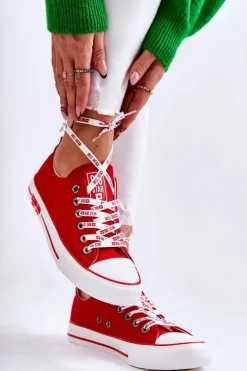 Damskie Materiałowe Trampki Big Star KK274104 Czerwone