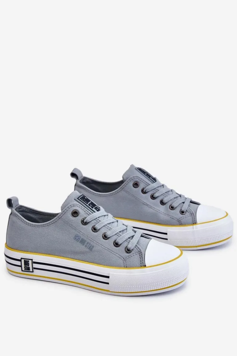 Damskie Materiałowe Trampki Na Platformie Big Star LL274183 Jasnoniebieskie