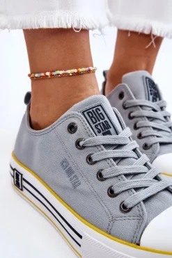 Damskie Materiałowe Trampki Na Platformie Big Star LL274183 Jasnoniebieskie