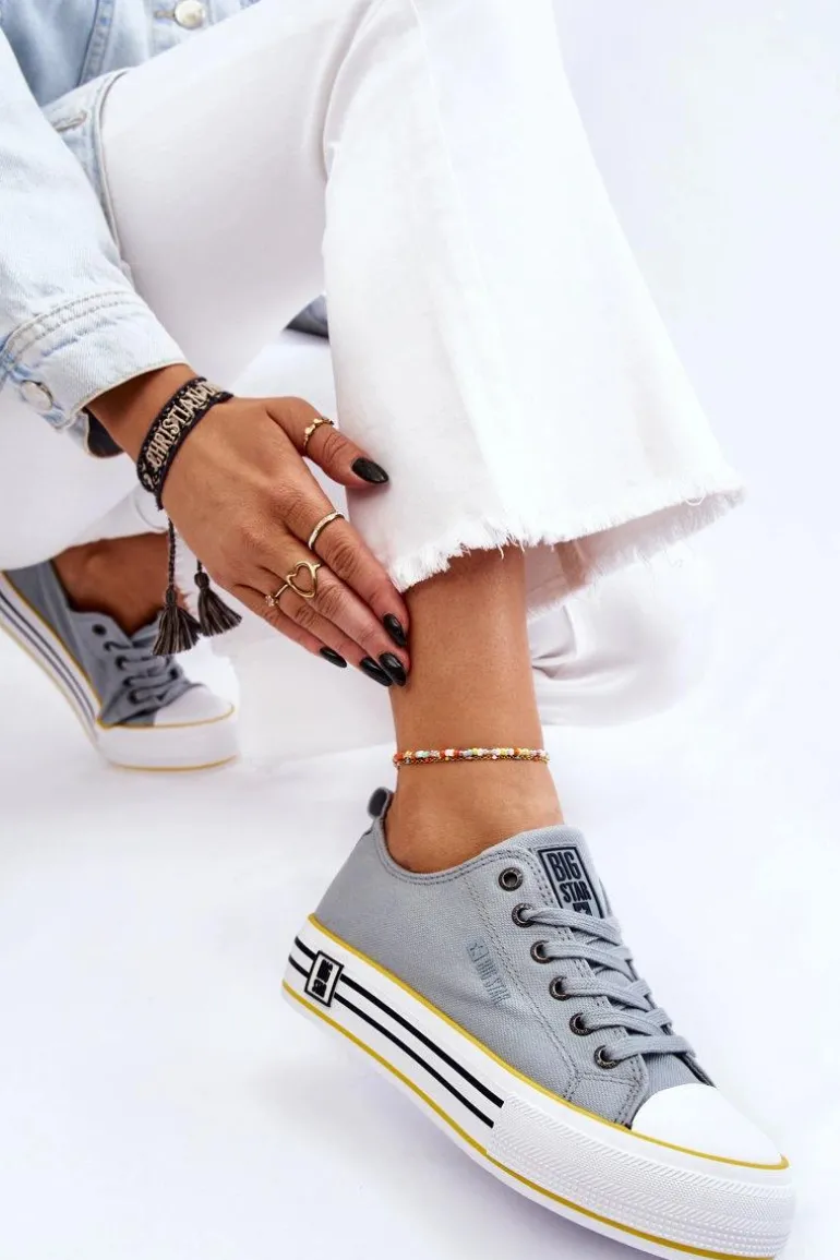 Damskie Materiałowe Trampki Na Platformie Big Star LL274183 Jasnoniebieskie