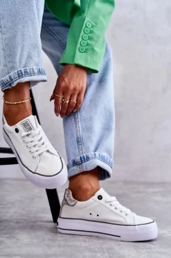 Damskie Materiałowe Trampki Big Star KK274037 Białe