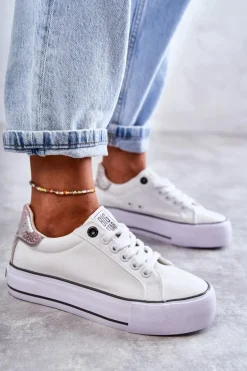 Damskie Materiałowe Trampki Big Star KK274037 Białe