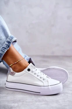 Damskie Materiałowe Trampki Big Star KK274037 Białe