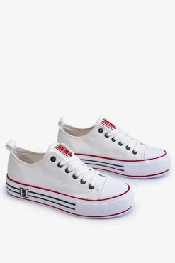 Damskie Materiałowe Trampki Na Platformie Big Star LL274180 Białe