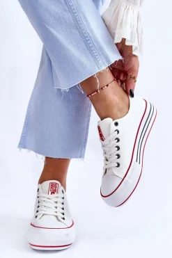 Damskie Materiałowe Trampki Na Platformie Big Star LL274180 Białe