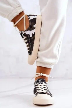 Damskie Materiałowe Trampki Moro BIG STAR JJ274237 Biało-Szare