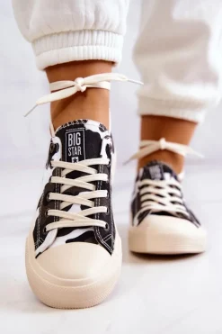 Damskie Materiałowe Trampki Moro BIG STAR JJ274237 Biało-Szare