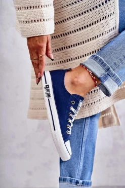 Damskie Materiałowe Trampki Big Star KK274103 Granatowe