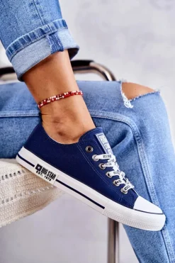 Damskie Materiałowe Trampki Big Star KK274103 Granatowe