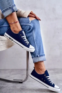 Damskie Materiałowe Trampki Big Star KK274103 Granatowe