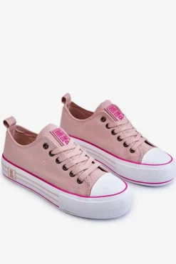 Damskie Materiałowe Trampki Na Platformie Big Star LL274181 Różowe