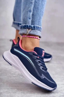 Damskie Modne Buty Sportowe Sneakersy Granatowe Ida