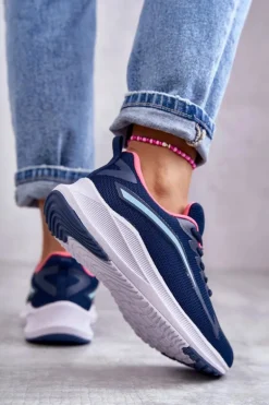 Damskie Modne Buty Sportowe Sneakersy Granatowe Ida