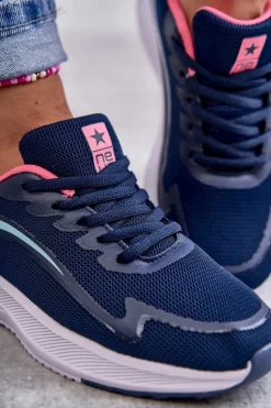 Damskie Modne Buty Sportowe Sneakersy Granatowe Ida