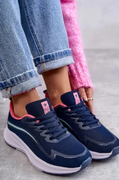 Damskie Modne Buty Sportowe Sneakersy Granatowe Ida