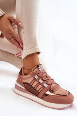 Damskie Modne Buty Sportowe Big Star KK274111 Różowe