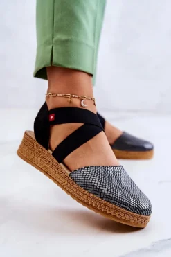 Damskie Modne Espadryle Big Star JJ276035 Czarne