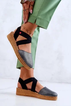 Damskie Modne Espadryle Big Star JJ276035 Czarne