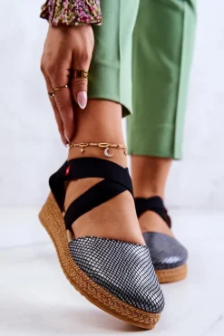 Damskie Modne Espadryle Big Star JJ276035 Czarne