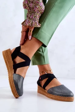 Damskie Modne Espadryle Big Star JJ276035 Czarne