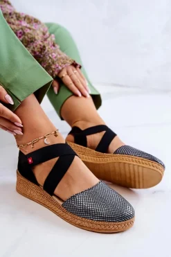 Damskie Modne Espadryle Big Star JJ276035 Czarne