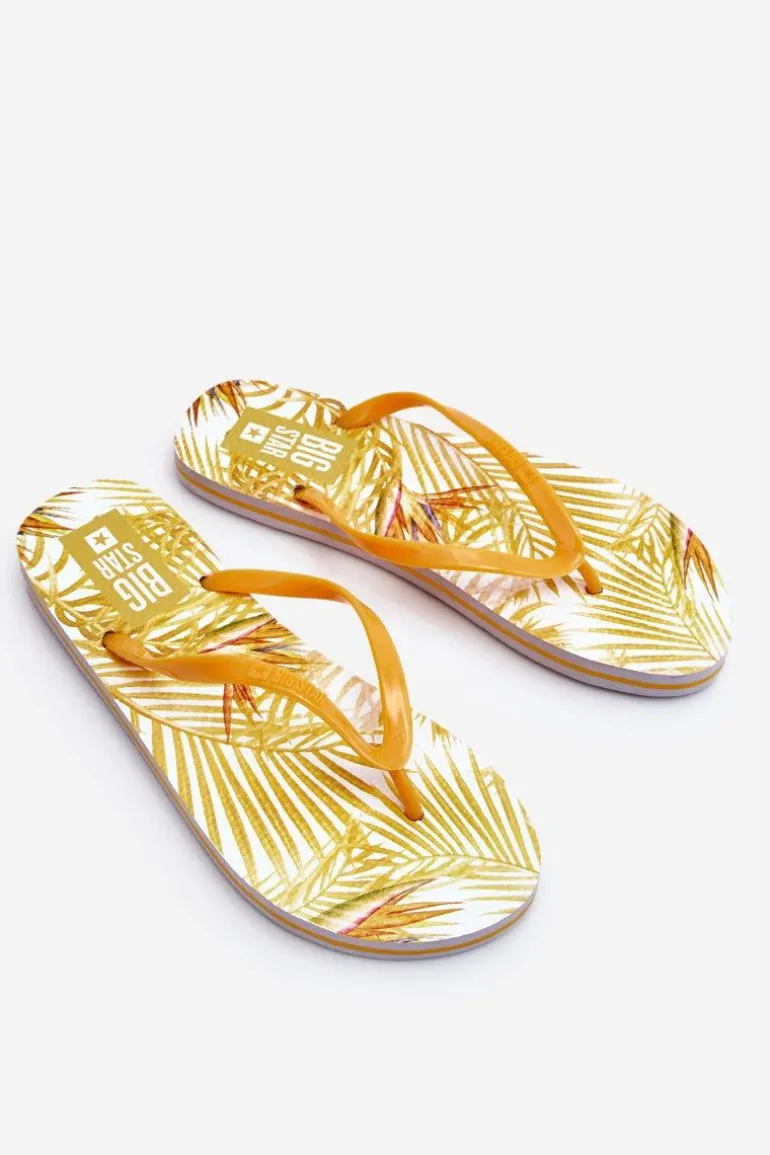 Damskie Modne Klapki Japonki Big Star LL274819 Żółte