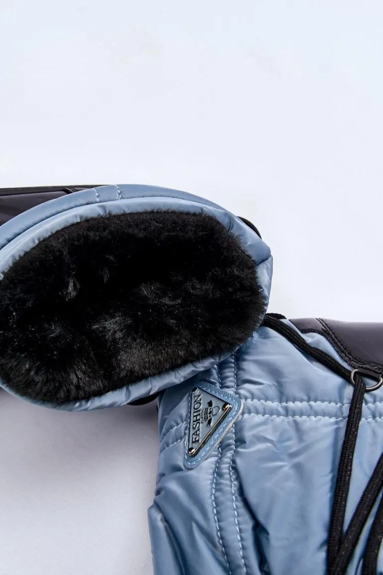 Damskie Modne Śniegowce Sznurowane Niebieskie Carrios