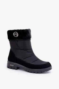 Damskie Modne Ocieplane Śniegowce Progress PROGJ-21-13 Czarne