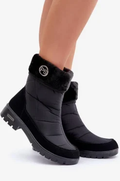 Damskie Modne Ocieplane Śniegowce Progress PROGJ-21-13 Czarne