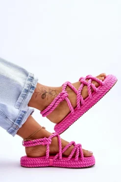Damskie Modne Plecione Sandały Fuksja Tiffanie